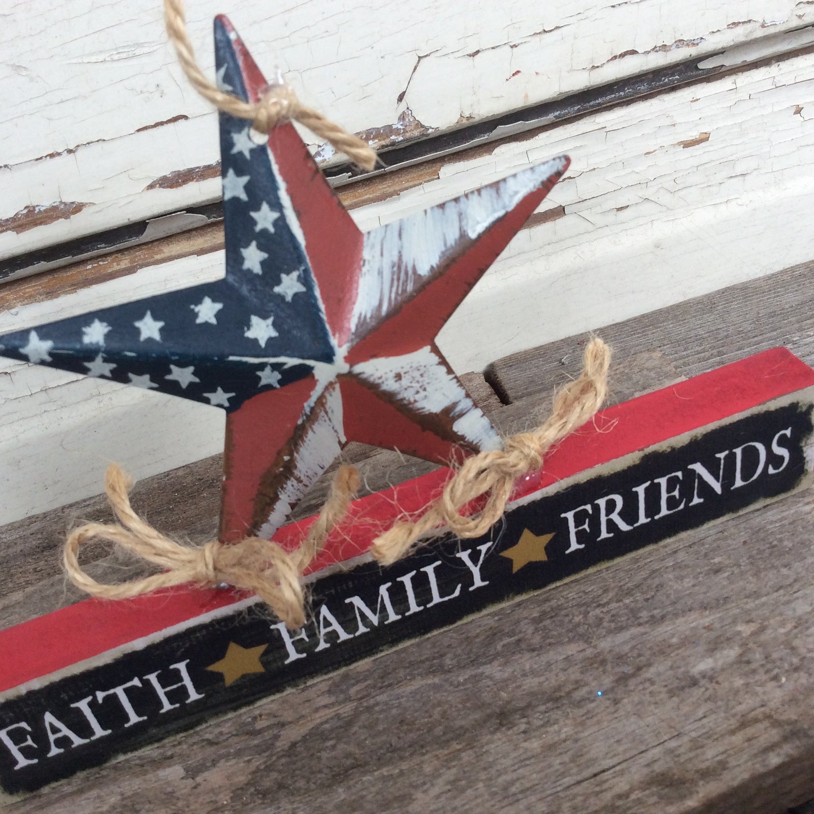 AGD Patriotic Decor - Prim Faith Family Friends Mini Block