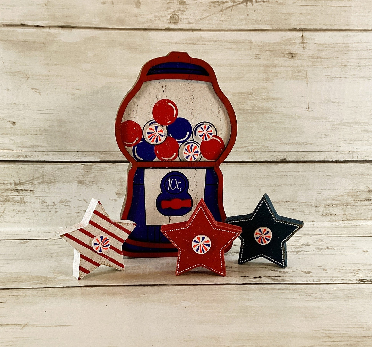 AGD Patriotic Decor - July 4th Theme Gumball Popsicle Star 4pc Set