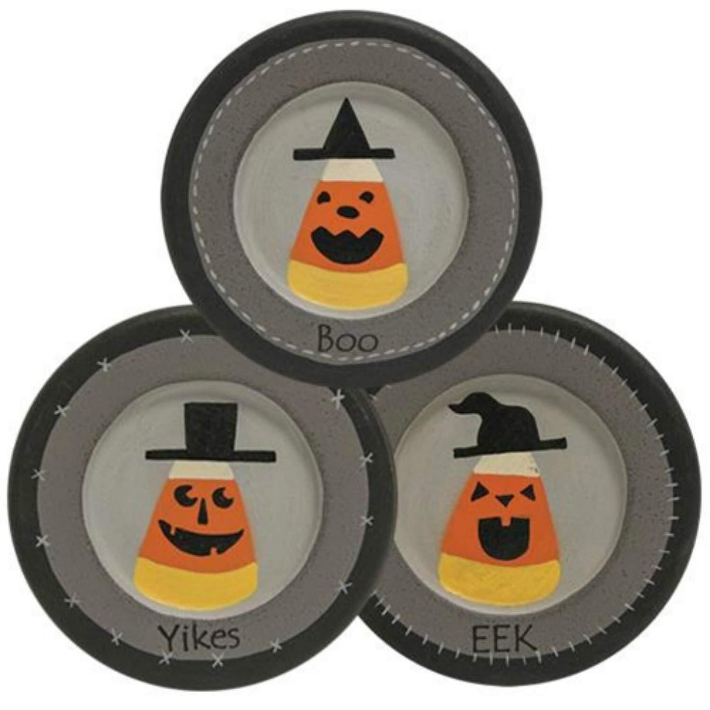 CWI Halloween Decor - Boo Eeks Yikes Candy Corn Plates 3pc Set