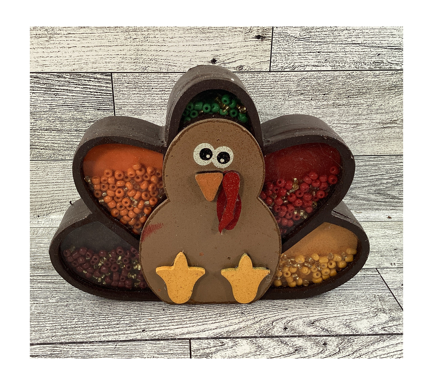 AGD  Fall Decor -  Be Thankful Turkey Chunky Wood Shaker Sitter 2pc