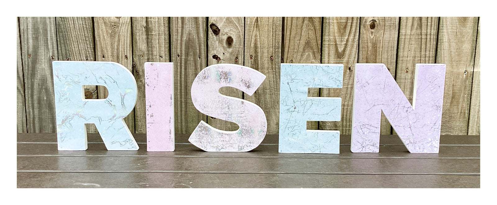 AGD Easter Decor - Chunky Wood RISEN Letter Word Tabletop Display