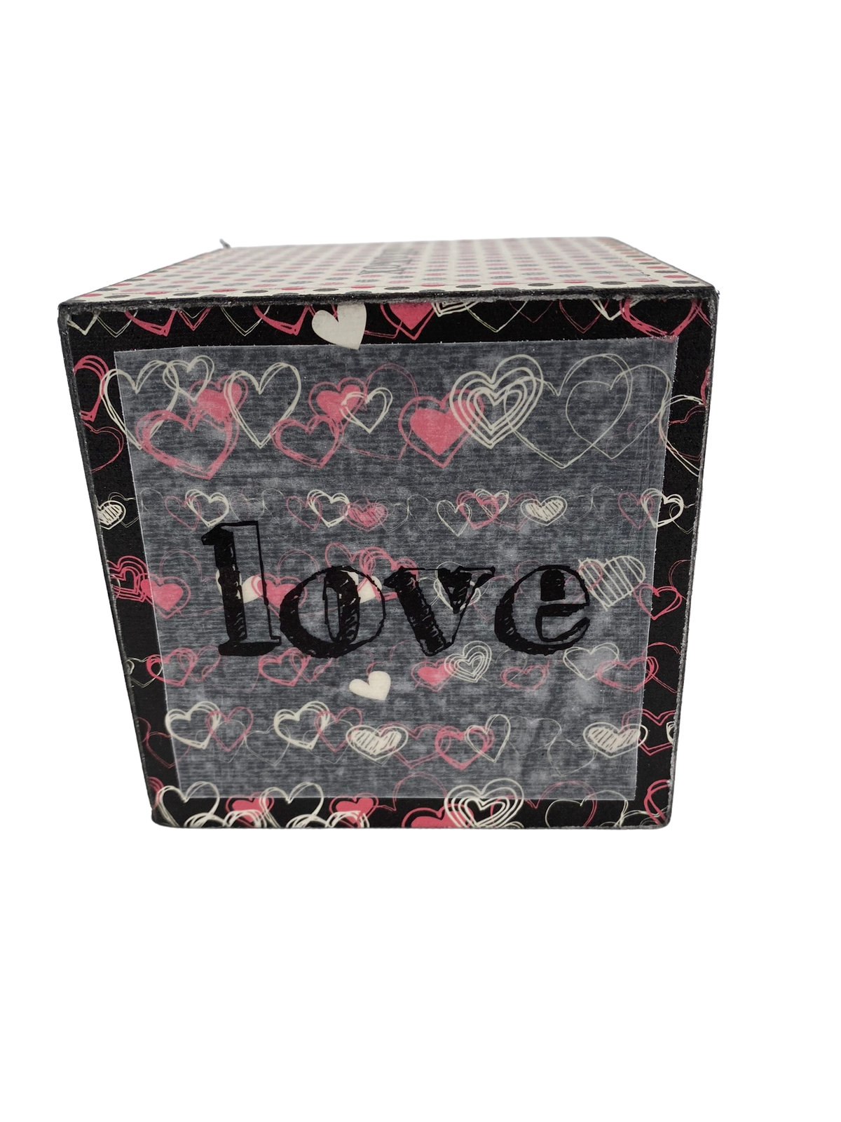 AGD Valentines Decor -  Pink White Black Love Sayings Wood Block