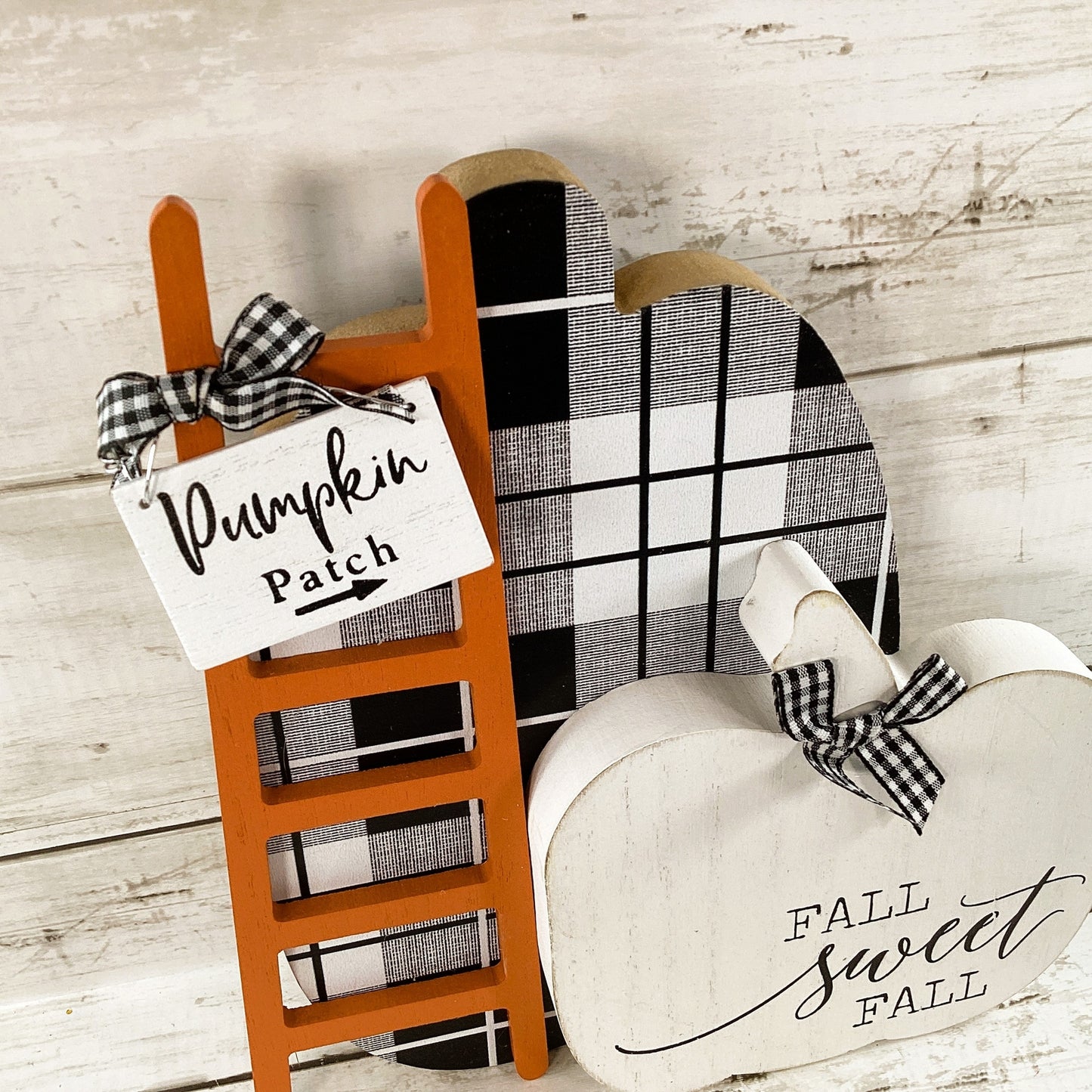 AGD Fall Decor - Black White Buffalo Check Fall Sweet Fall Pumpkin