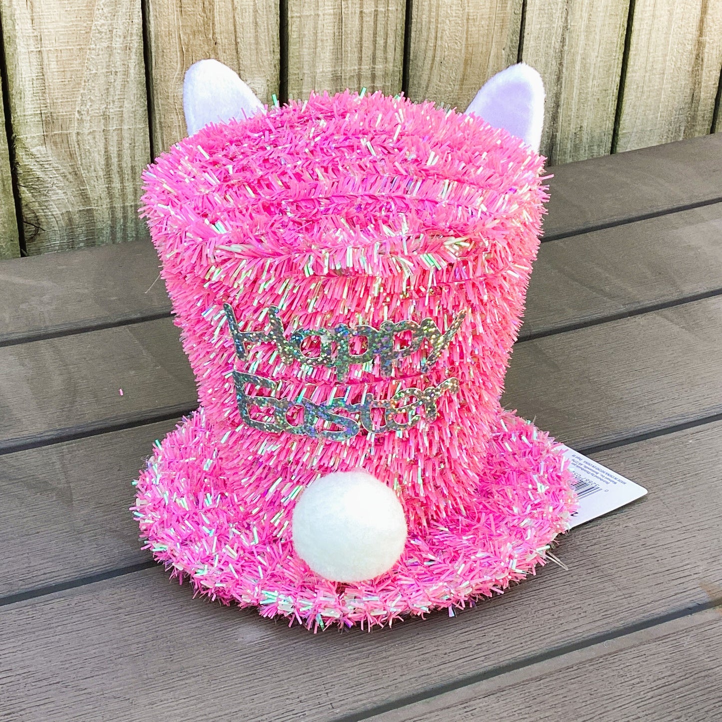 WM Spring Decor - Easter Bunny Tinsel Hat Table Tree Topper
