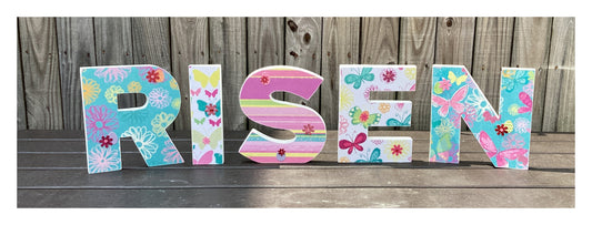 AGD Easter Decor - Chunky Wood RISEN Letter Word Tabletop Display