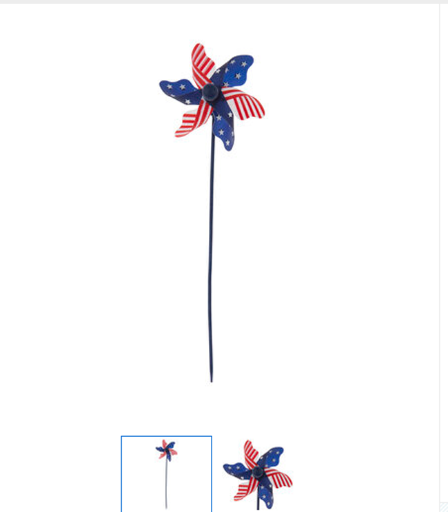 HL Patriotic Decor - Plastic Stars and Stripes Small Pinwheels 4pc