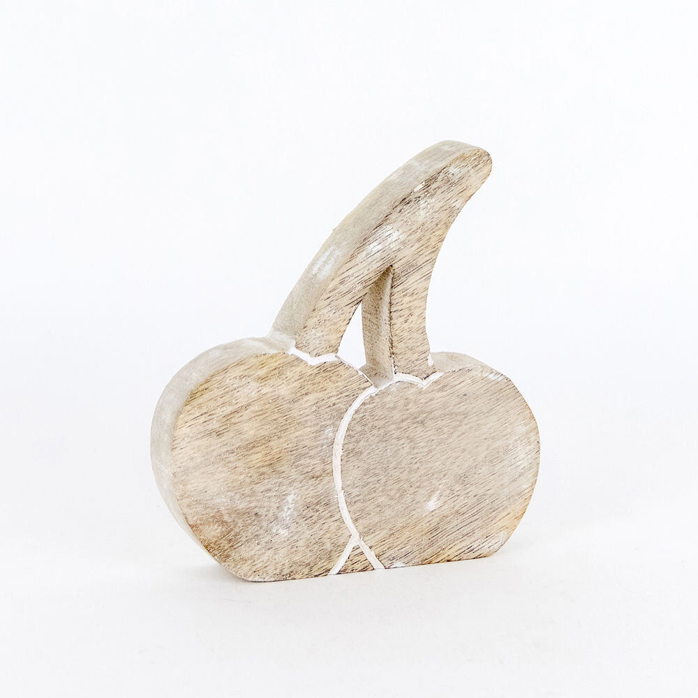 Adams Home Decor - Farmhouse Natural White Chunky Mango Wood Fruit Sitter