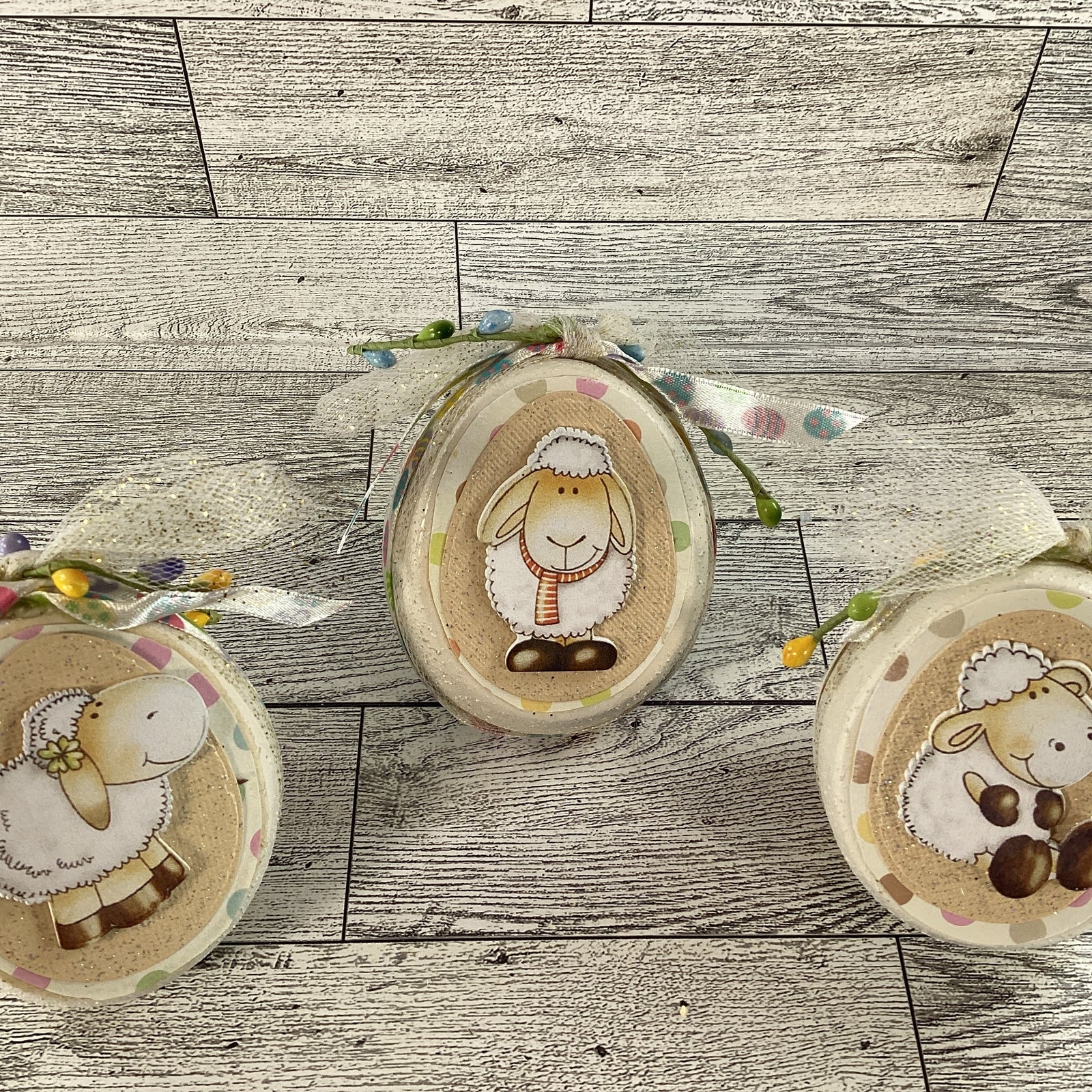 AGD Easter Decor - Cute Lambs Sheep Ceramic Eggs Tier Tray 3pc Set