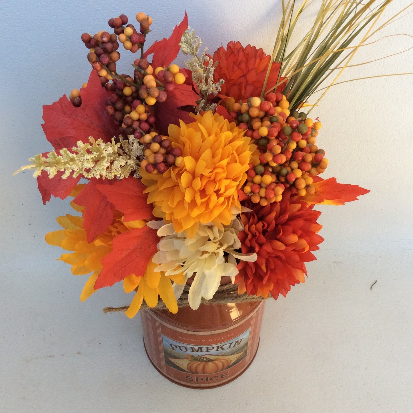 AGD Fall Decor - Pumpkin Spice Milk Can Filled Artificial Floral Display