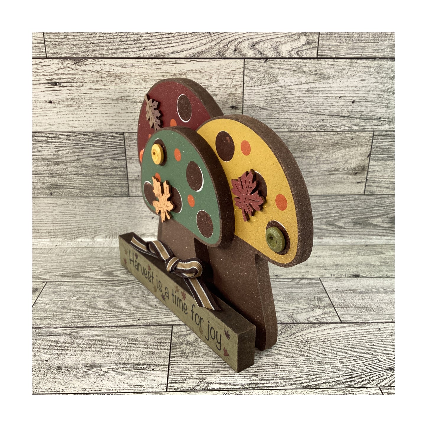 AGD Fall Decor - Chunky Wood Harvest Joy Mushroom Sitter