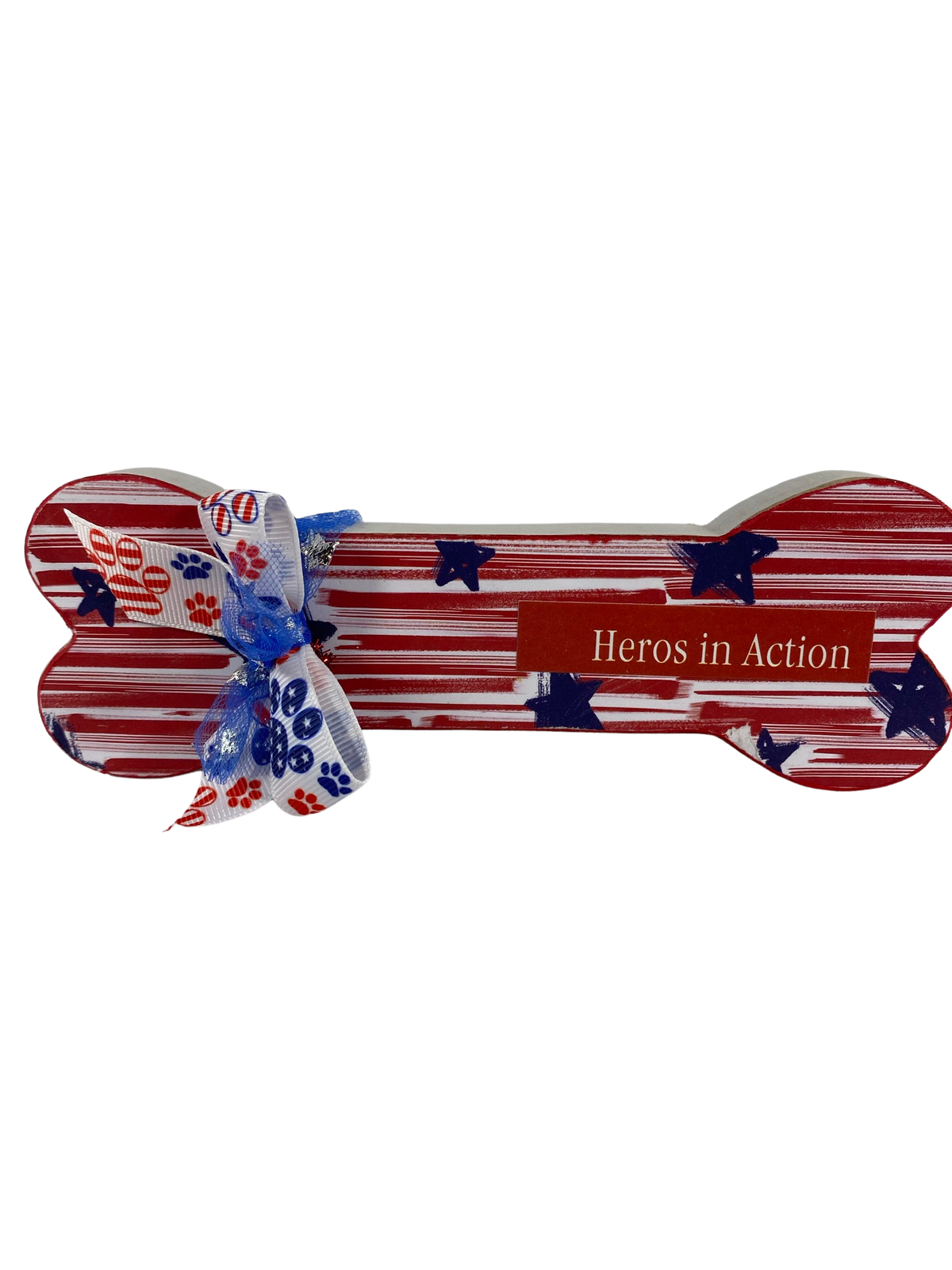 AGD Patriotic Decor - Heros in Action Dog Bone Tier Tray Sign