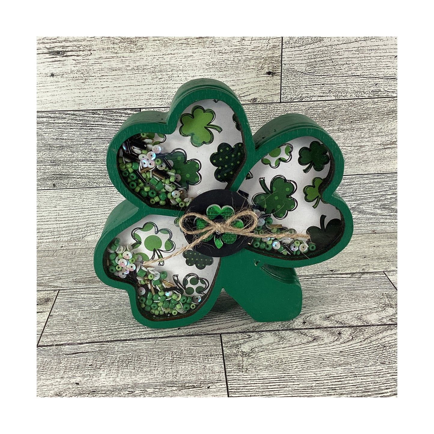 AGD Saint Patrick Decor - Irish Shamrock Chunky Wood Shaker Sitter