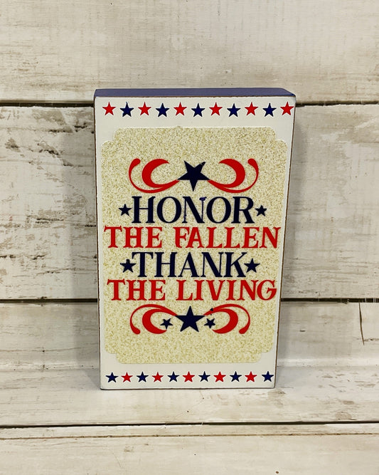 AGD Patriotic Decor - Memorial Veteran's Day Block Sign Decor