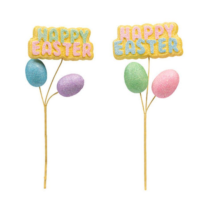 Darice Easter Craft Supply - Foam Glitter Happy Easter Pick 2pc Set