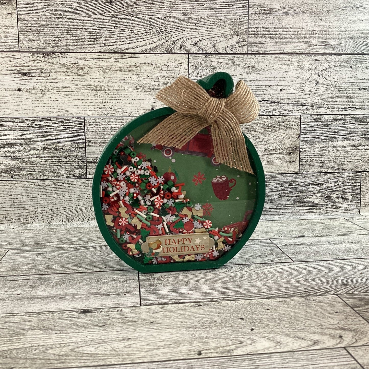 Christmas Decor - Ornament Shape Chunky Wood Dry Shaker 2pc Set