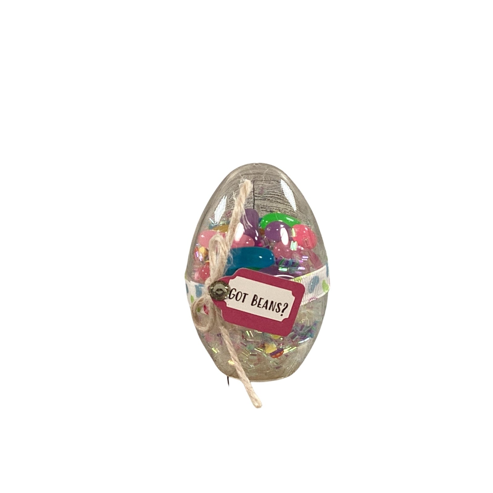 AGD Easter Decor - Clear Egg Shaker Love More Jelly Beans Sign 2pc