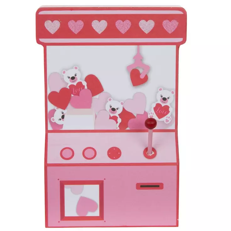 HL Valentines Decor - 80's Pinball Arcade Game Chunky Wood Sitters 2pc