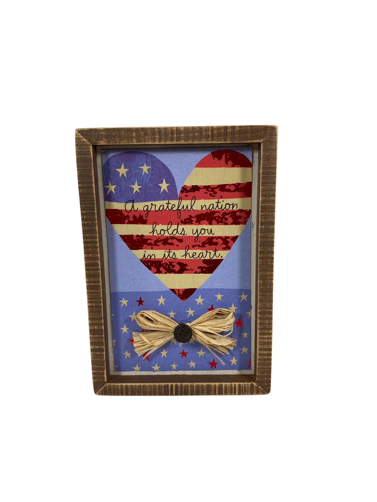AGD Patriotic Decor - Grateful Nation For Soldier Veteran Inset Box Sign