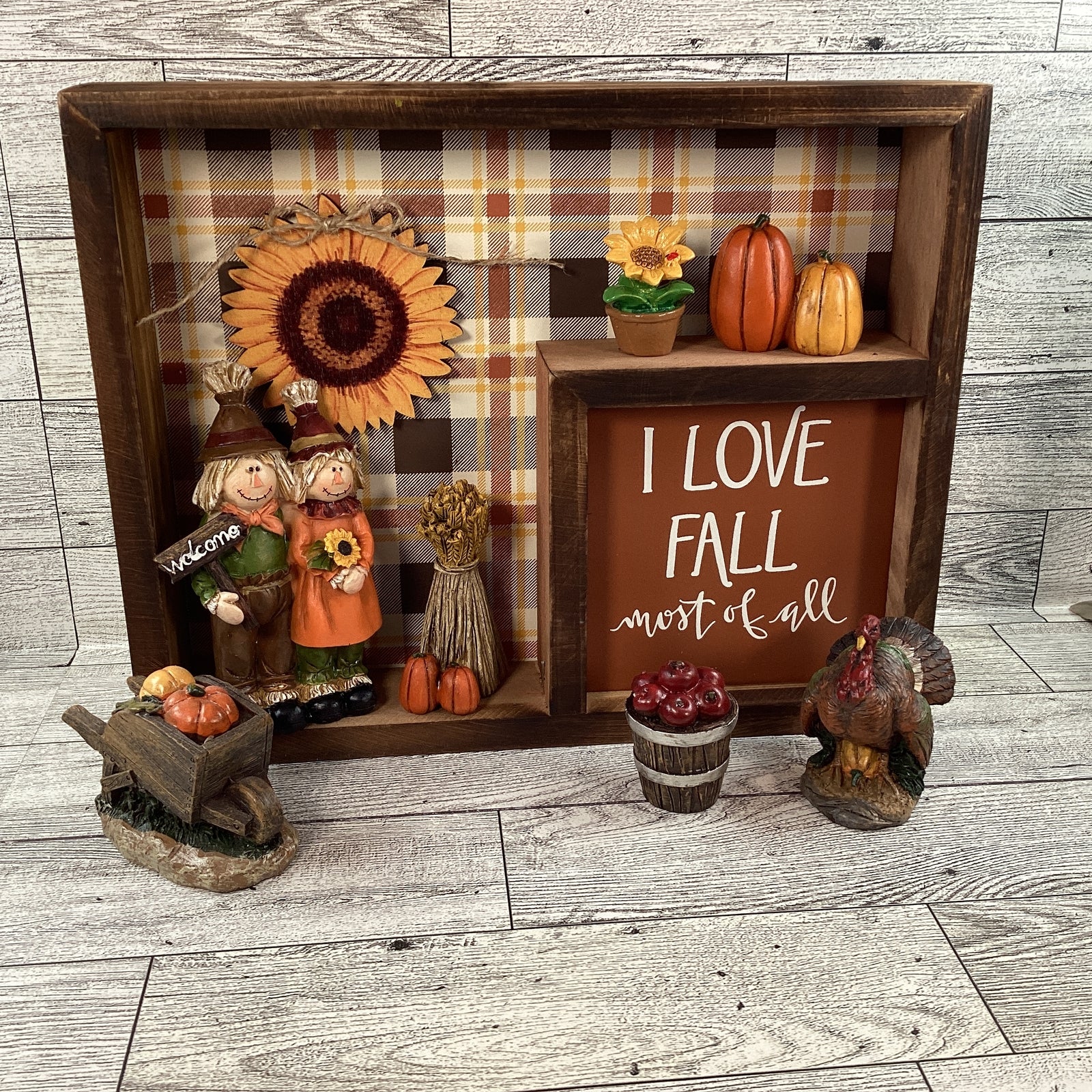 AGD Fall Decor - Harvest Figurines Love Fall Most Shadow Box Sign