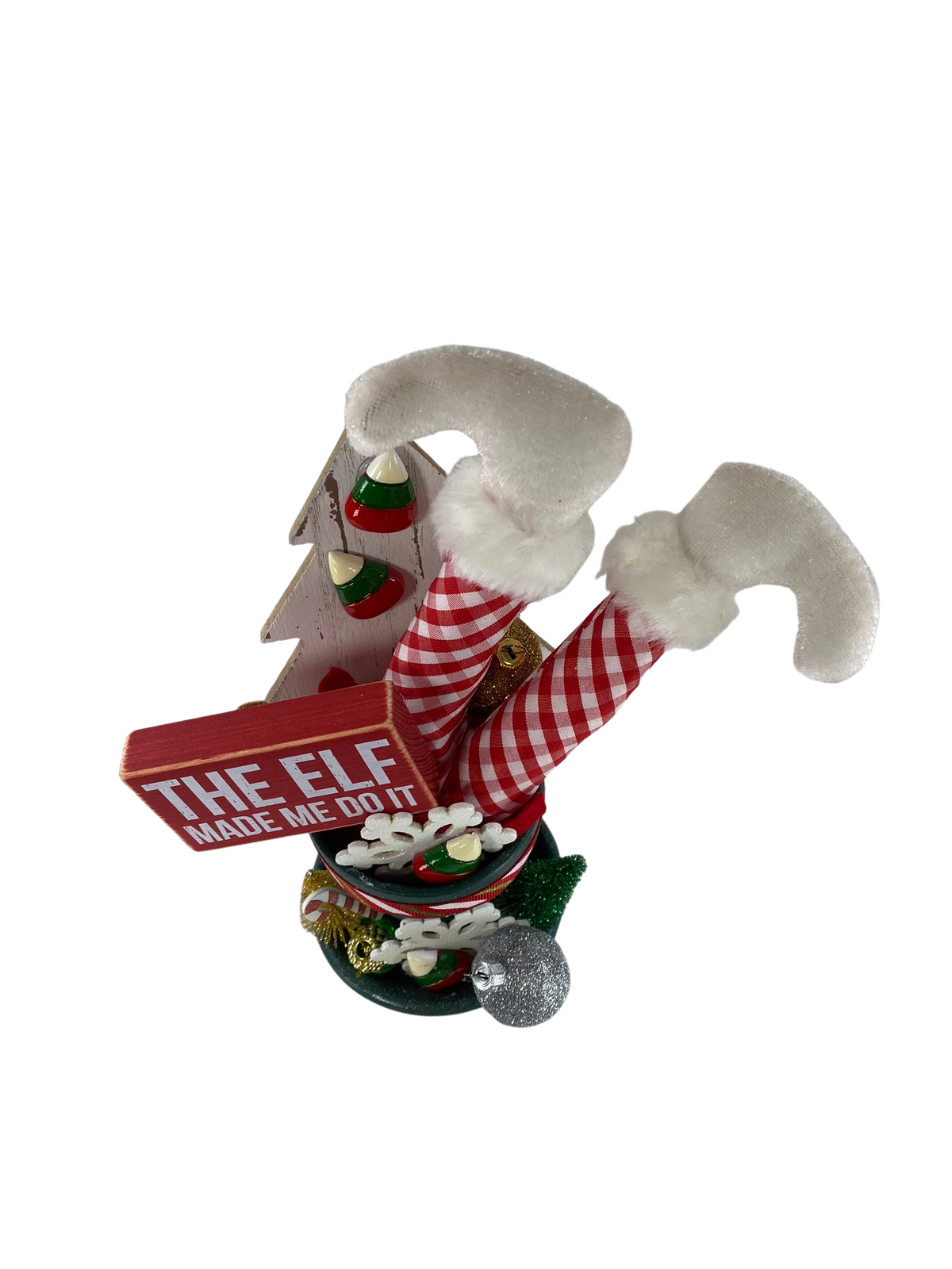 AGD Christmas Decor - Elf Made Me Do It Filled Clay Pot Display