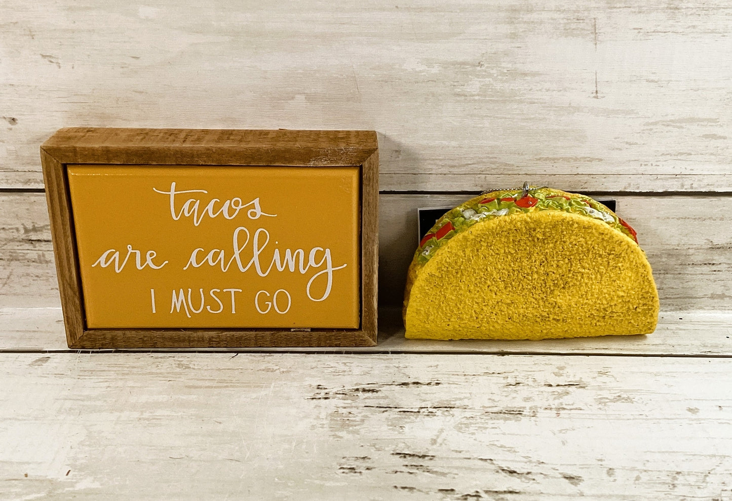 Cinco De Mayo Taco Ornament Sign Theme Decor Tier Tray Decor 2pc Set