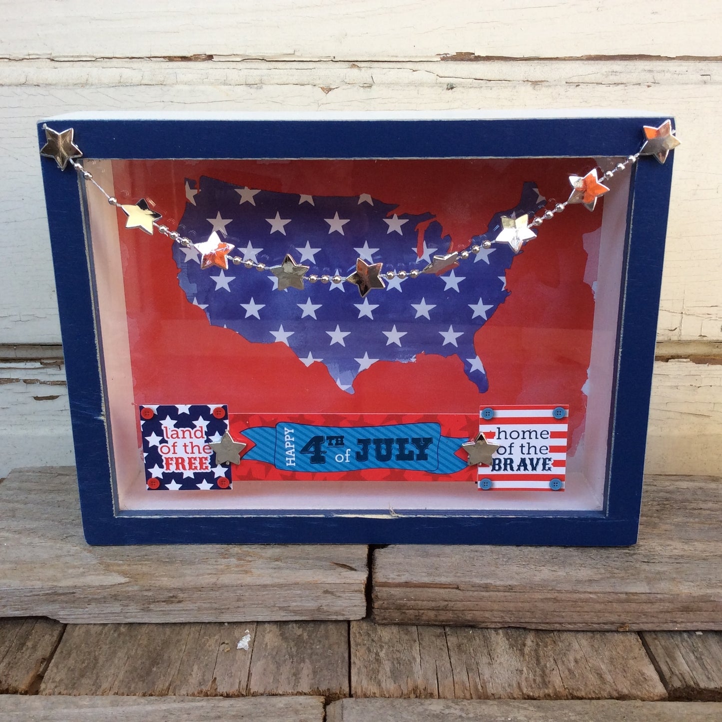 AGD Patriotic Decor - Happy 4th of July Box Shadow Sign