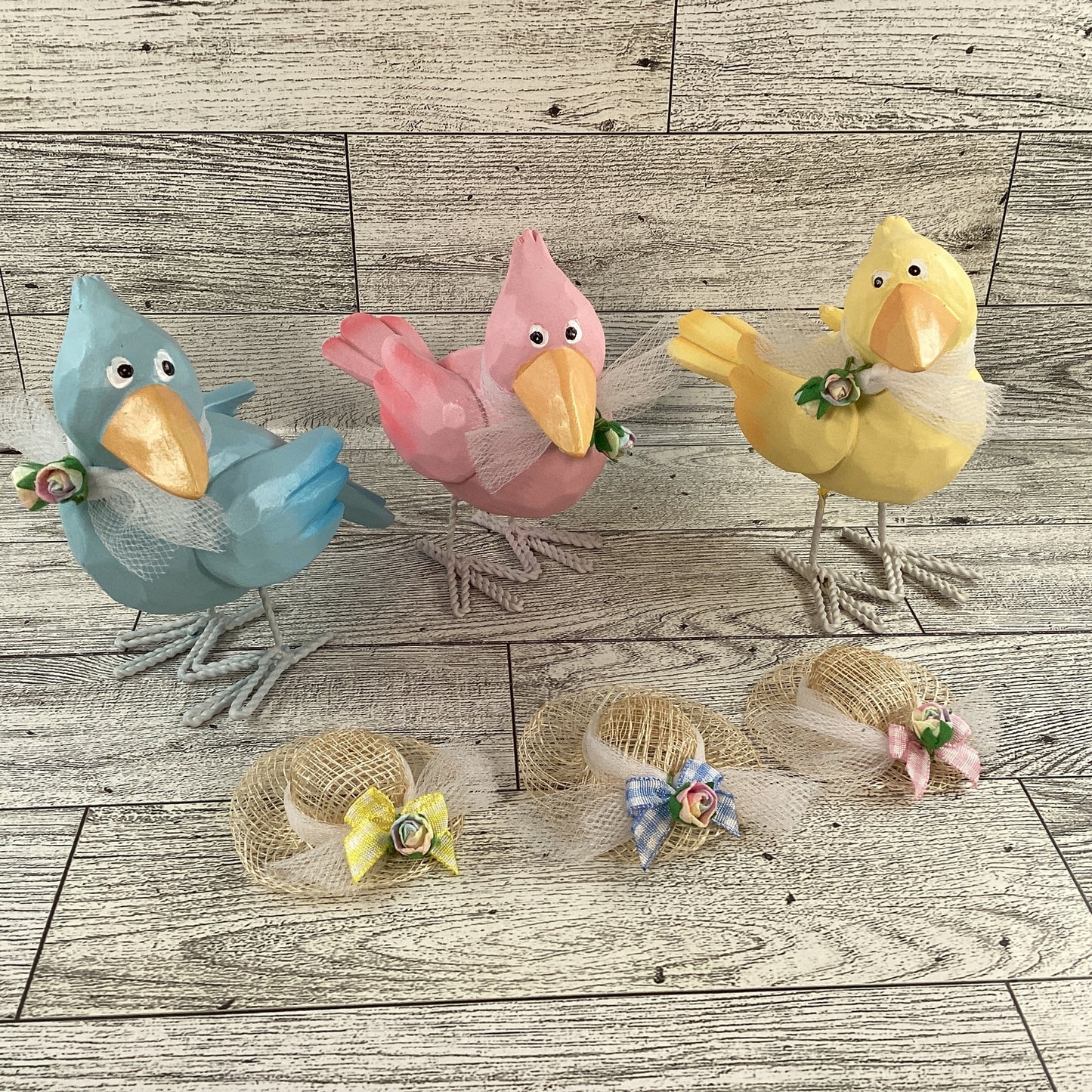 AGD Easter Decor - Spring Pastel Judgemental Crows with Hats 3pc