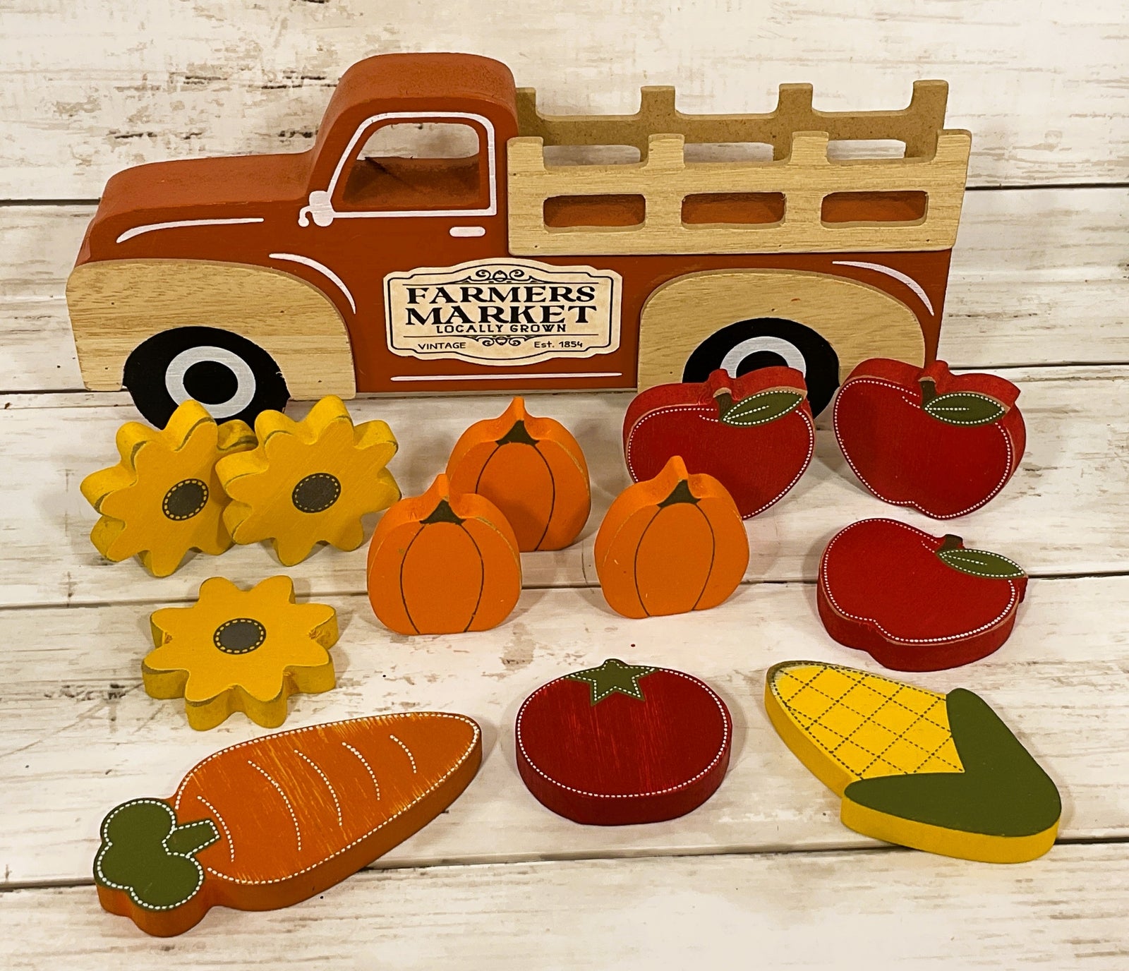 AGD Fall Decor - Farmers Market Stand Harvest Chunky Wood Truck