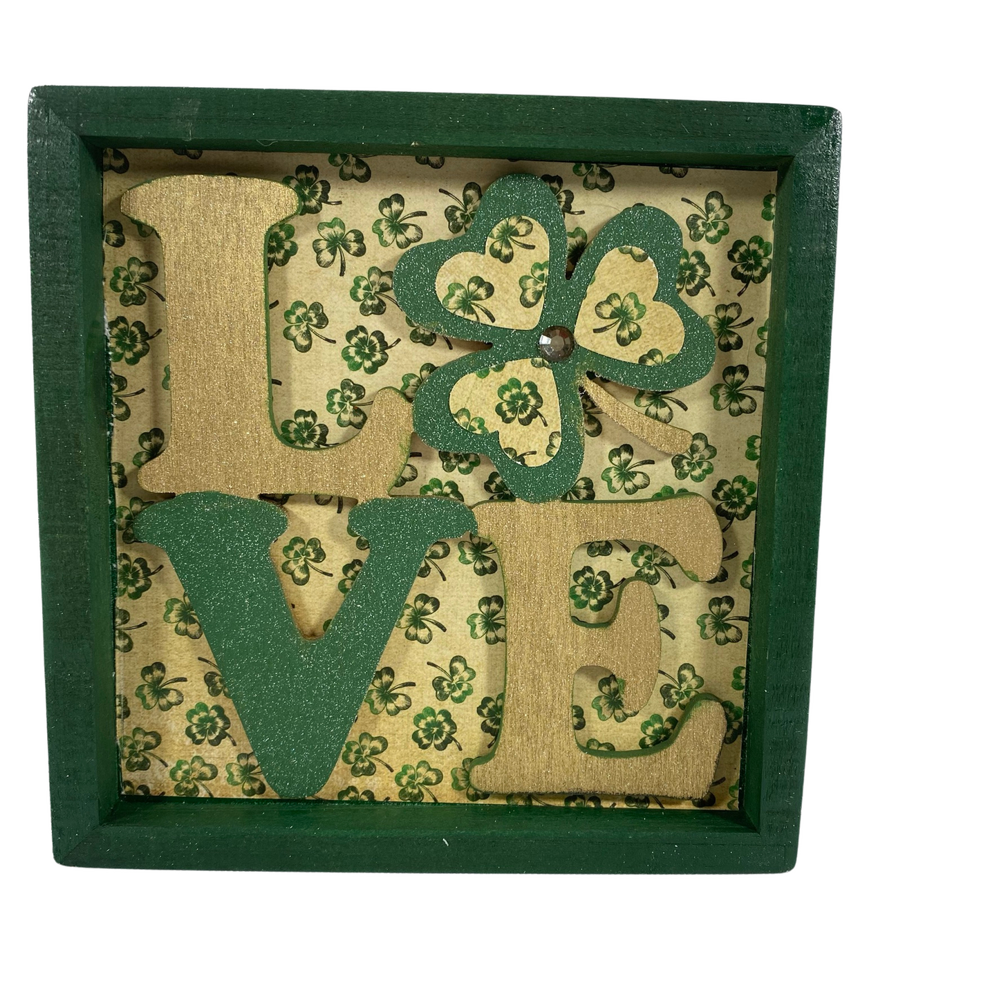 AGD St Patrick's Decor - Love Shamrock Clover Tiered Tray Inset Sign