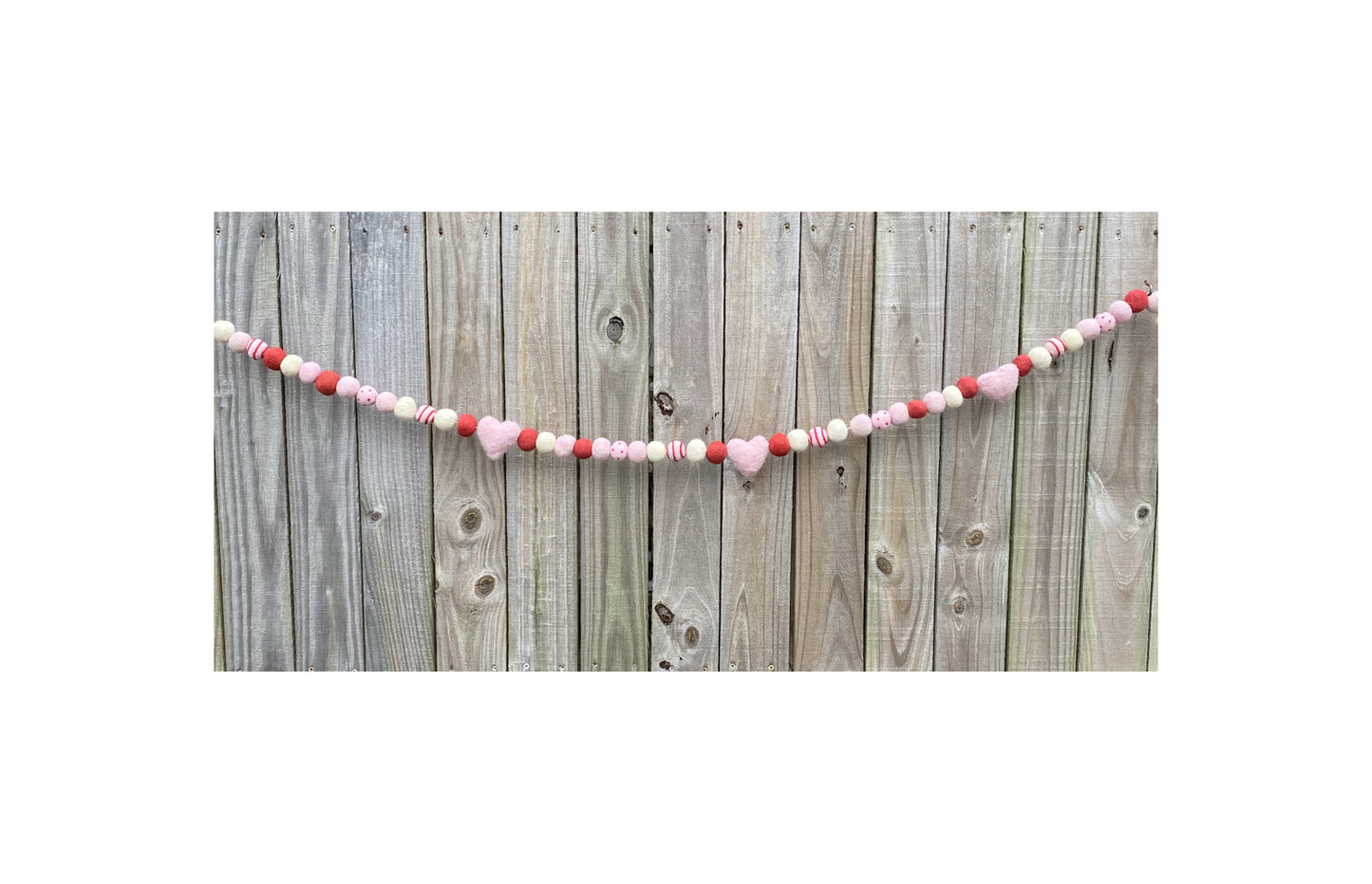 AGD Valentines Decor - Felt Balls and Felt Heart Garland 5ft