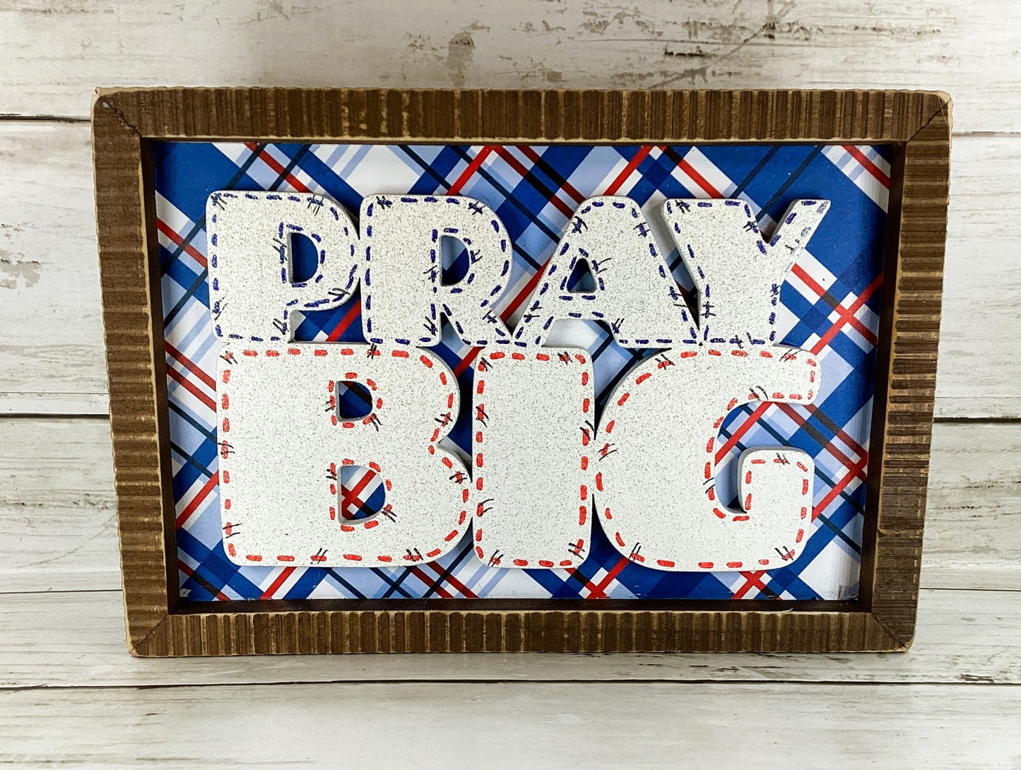 AGD Patriotic Decor - July 4th Memorial Day Pray Big Inset Box Sign