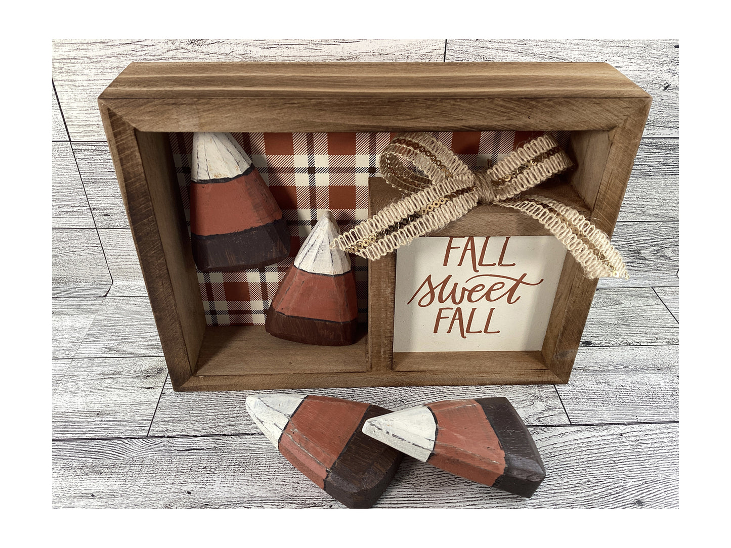 AGD Fall Decor - 3D Candy Corn Fall Is Sweet Wood Inset Shadow Box Sign