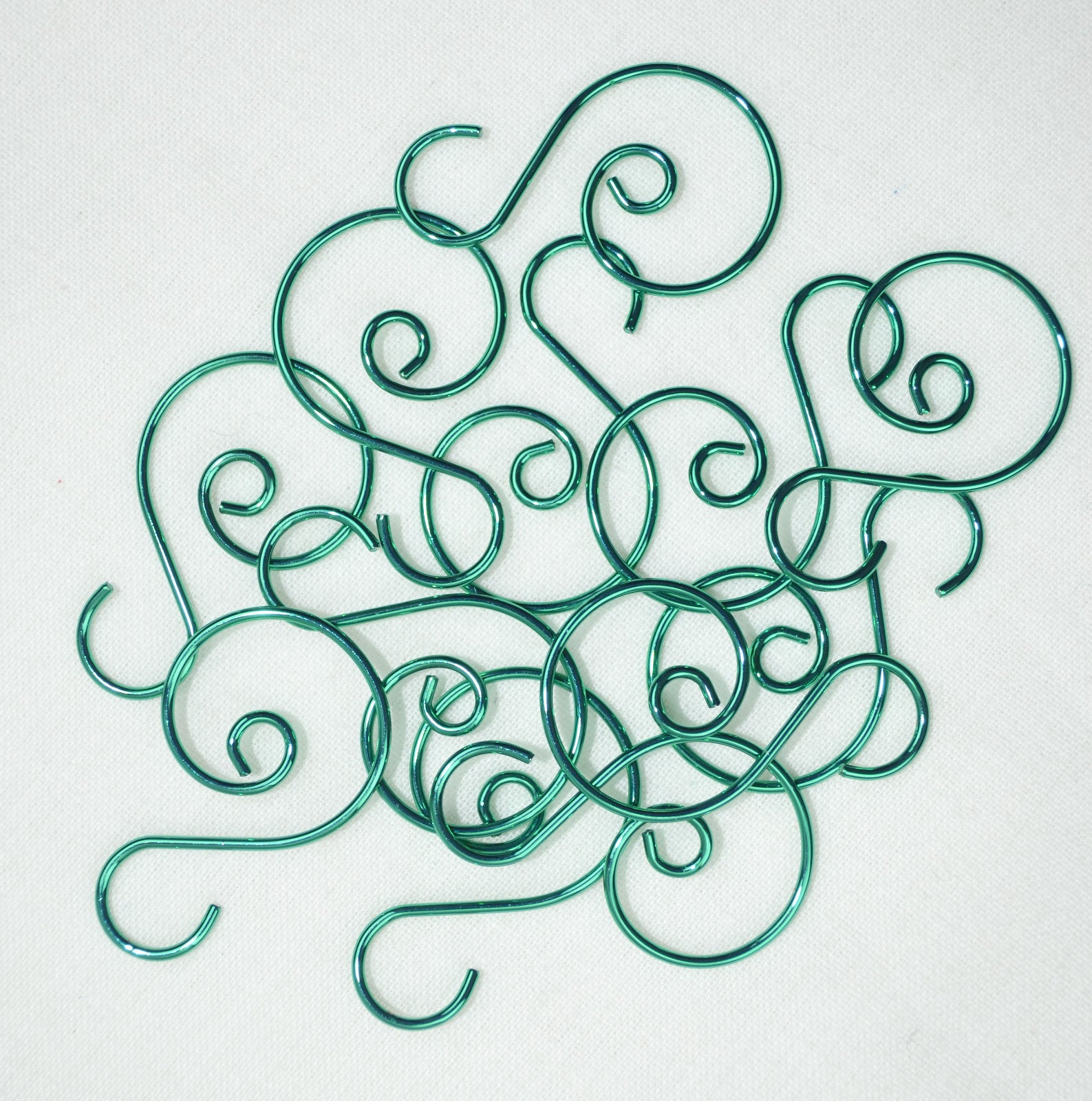 AGO Miniature Small Christmas Tree Scroll Wire Ornament Hook 1.25" 12pcs - GREEN