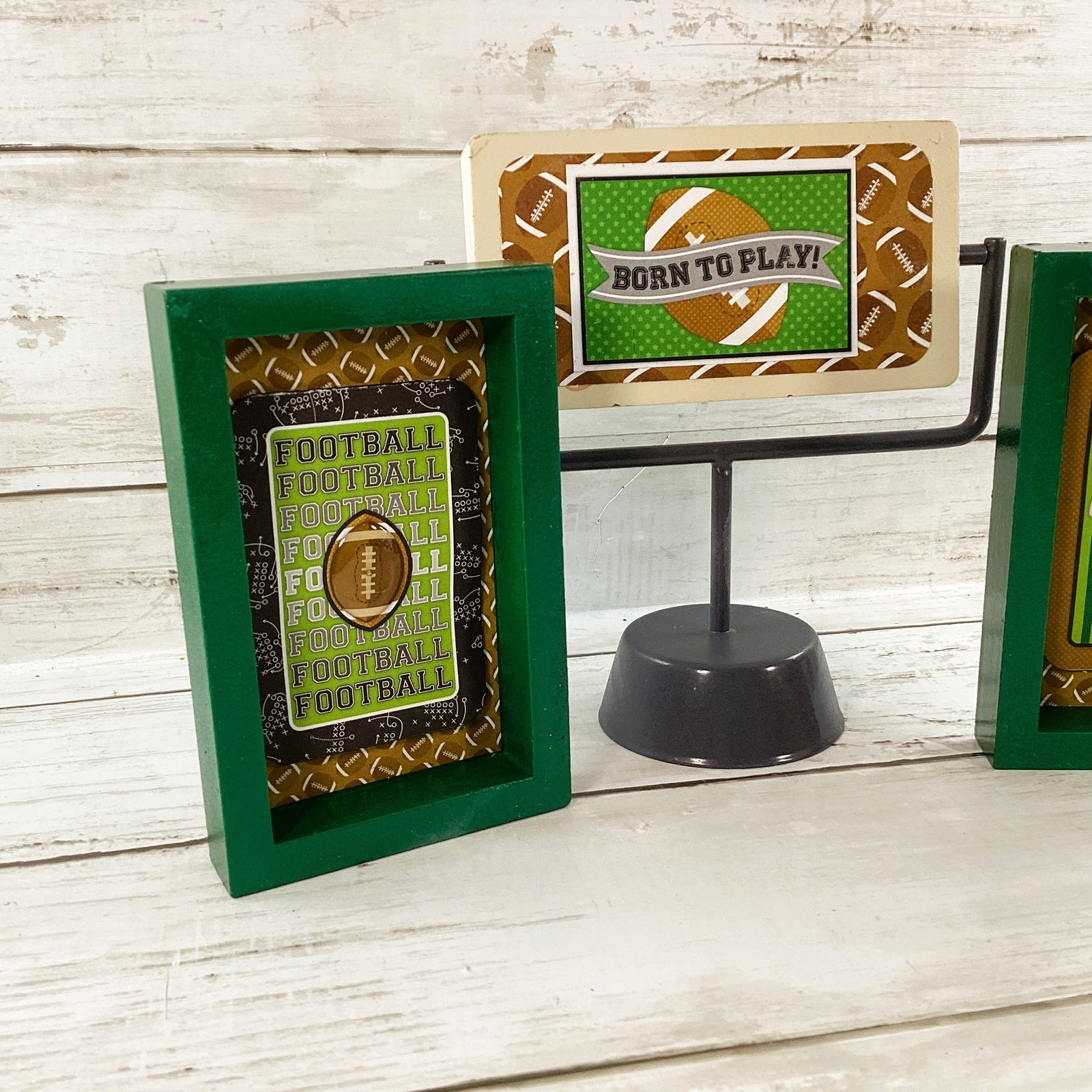 AGD Fall Decor -  Football Helmet Reversible End Zone Sign Tier Tray 3pc Set