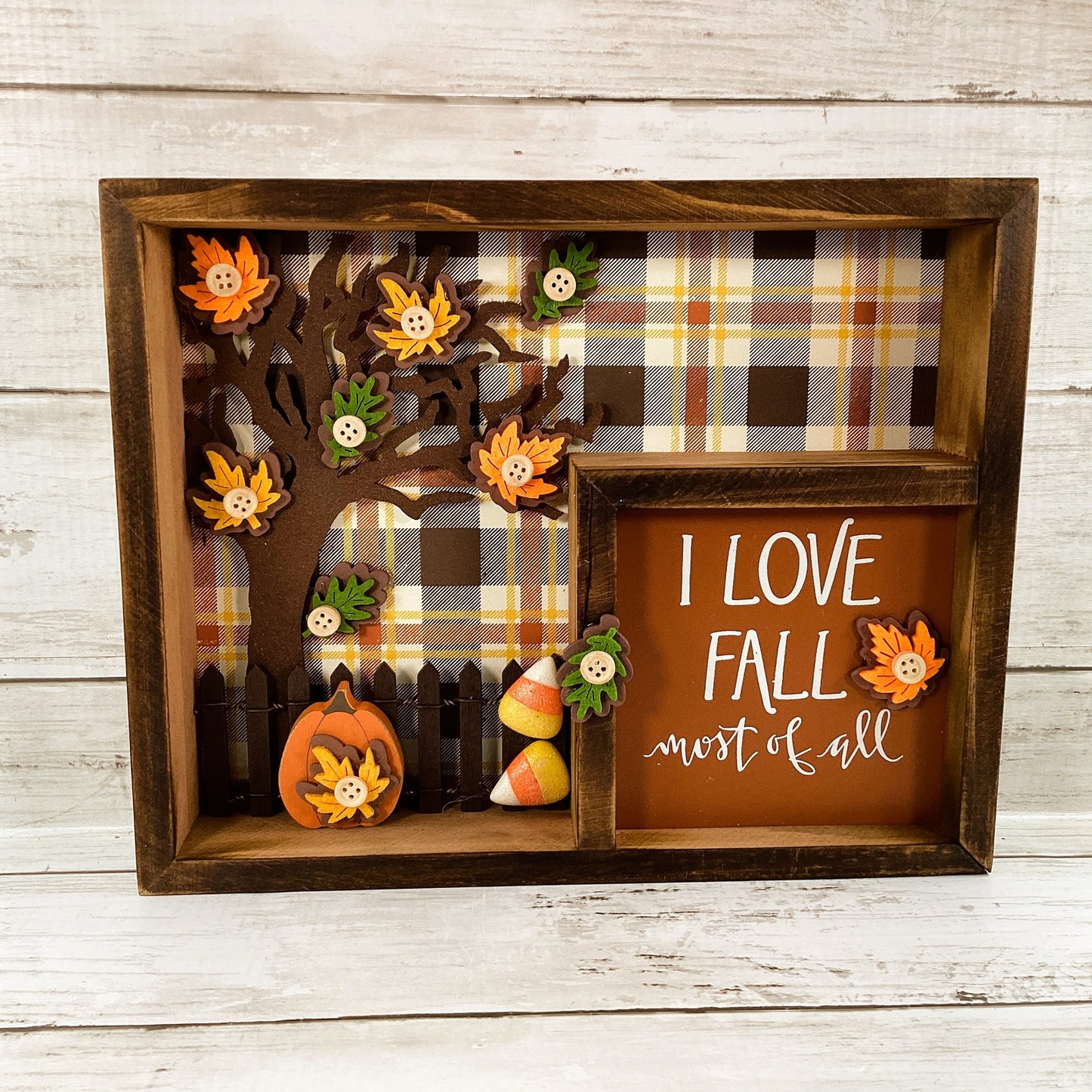 AGD  Fall Decor - Love Fall Most Of All Inset Shadow Diorama Box Sign