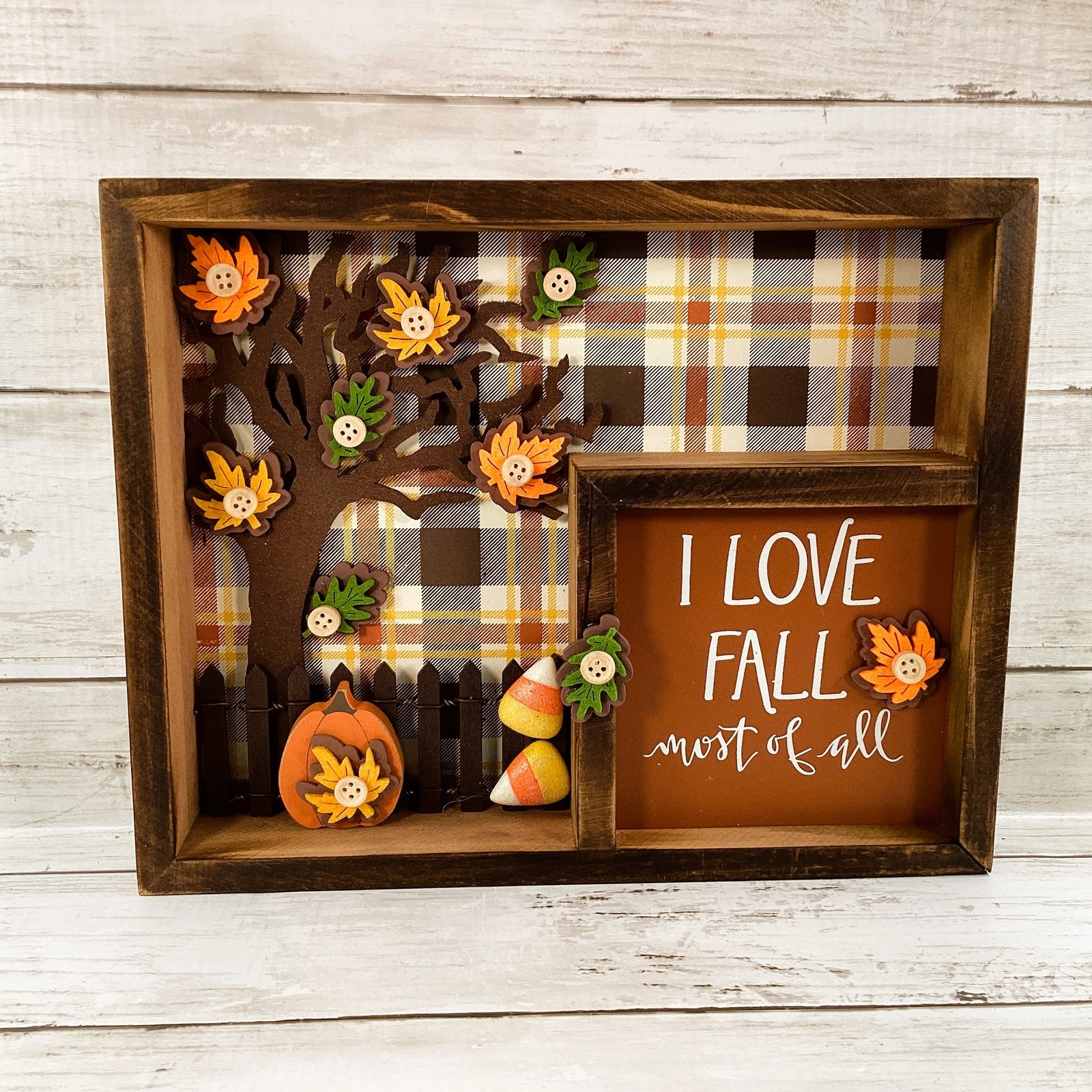 AGD  Fall Decor - Love Fall Most Of All Inset Shadow Diorama Box Sign