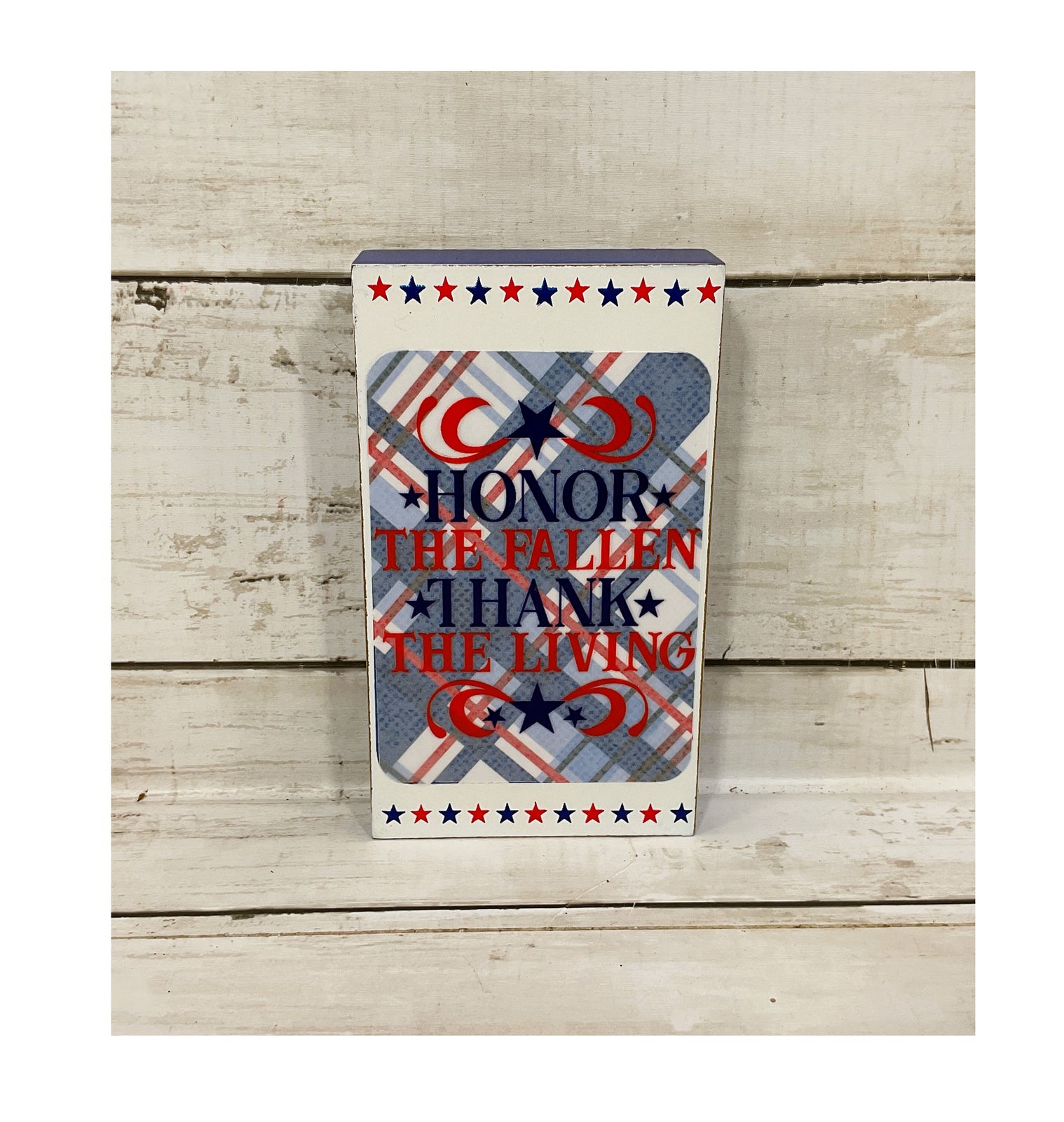 AGD Patriotic Decor - Memorial Veteran's Day Block Sign Decor