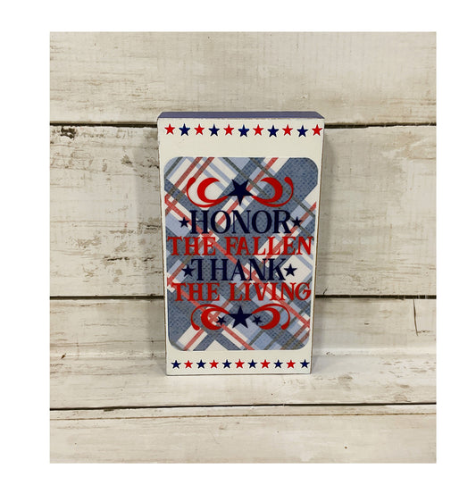 AGD Patriotic Decor - Memorial Veteran's Day Block Sign Decor