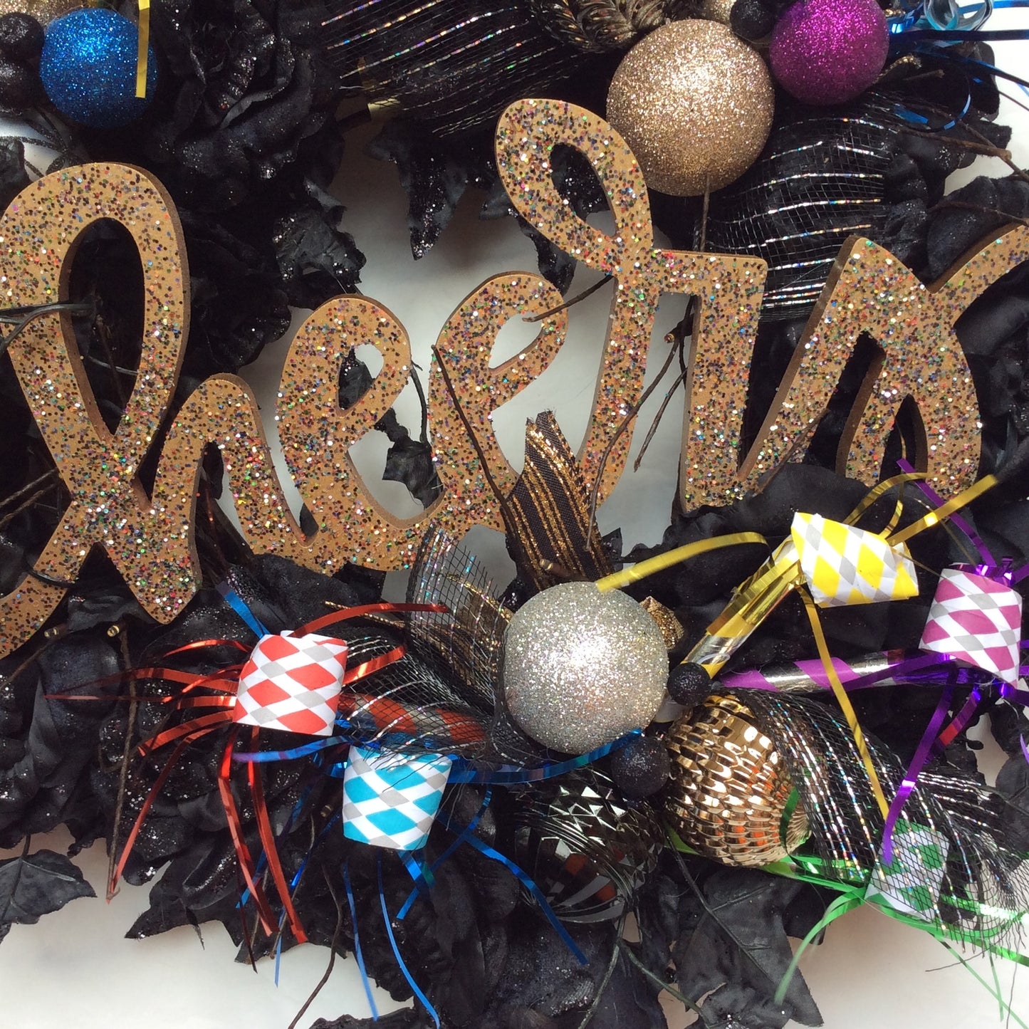 AG Designs New Years Decor - Elegant Cheers Black Rose Lighted Wreath