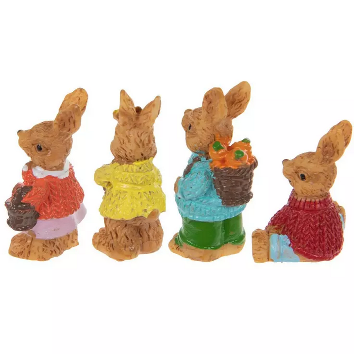 HL Spring Craft Decor - Miniature Resin Bunny Bunnies 4pc Set