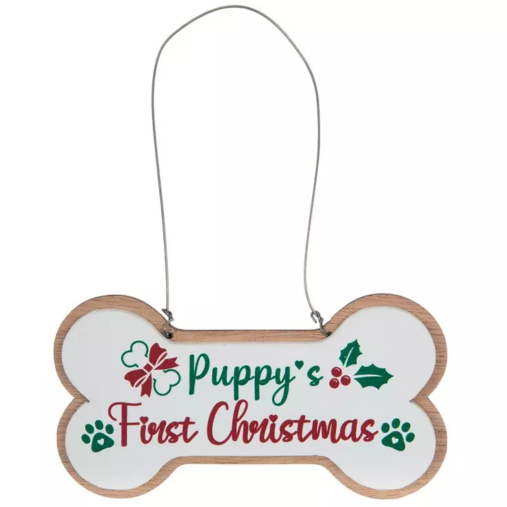 HL Christmas Decor - Small Bone Puppy's First Christmas Ornament