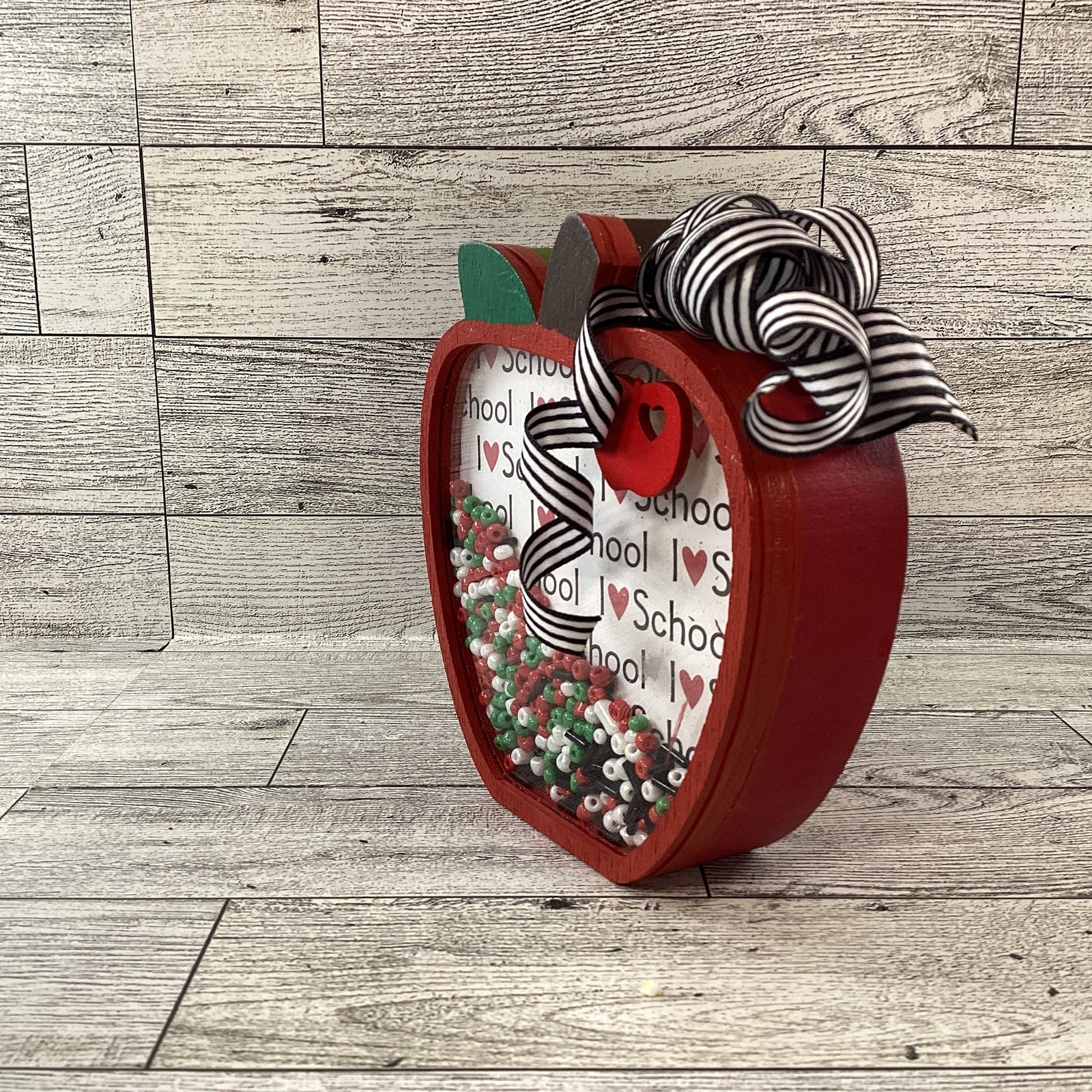 AGD Fall Decor - Teacher I Love School Chunky Wood Shaker Sitter