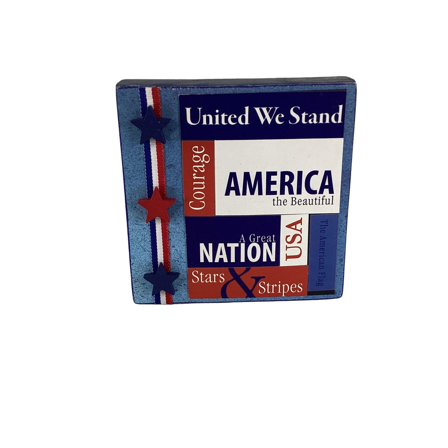 AGD Patriotic Decor - July 4th Freedom Reversible Wood Block Sign