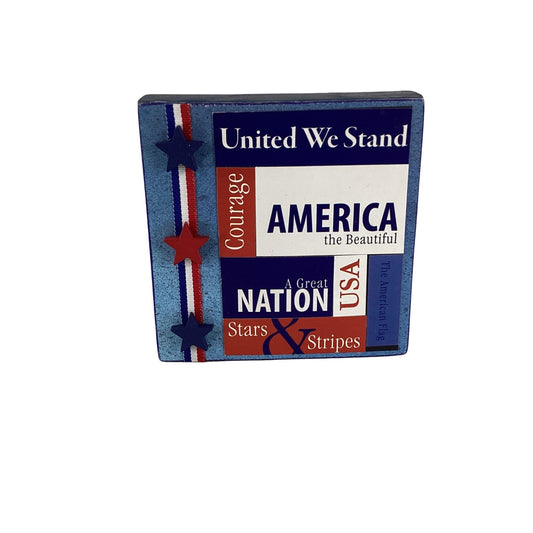 AGD Patriotic Decor - July 4th Freedom Reversible Wood Block Sign