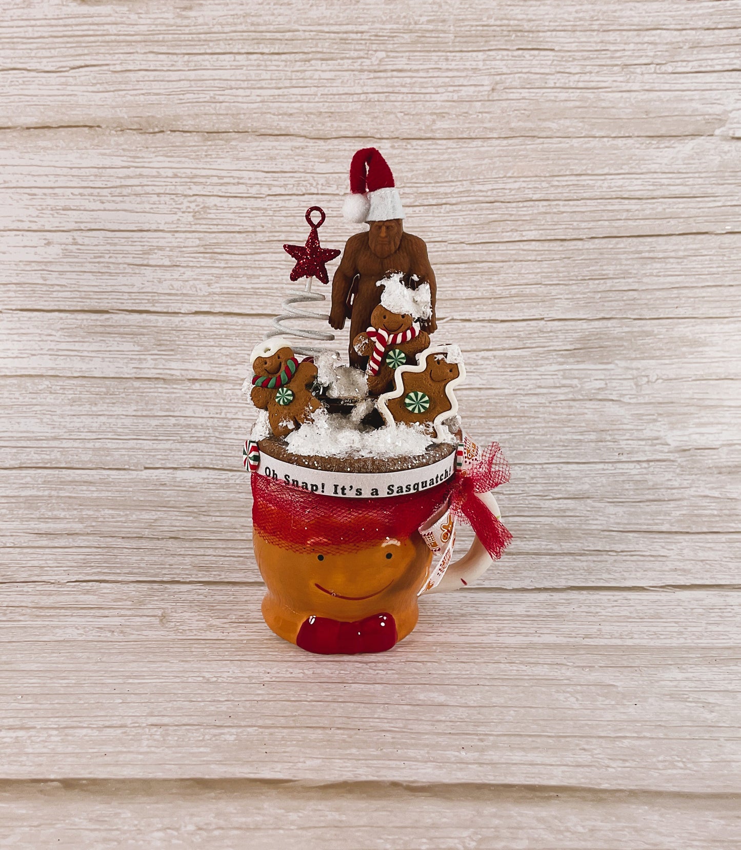 AGSD Christmas Decor - Gingerbread Big Foot Sasquatch Mini Mug Display