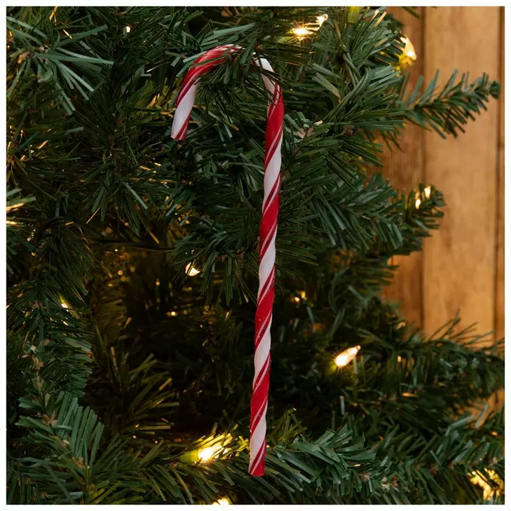 HL Christmas Craft Supply - Red White 7-inch Candy Cane Ornament 48pc