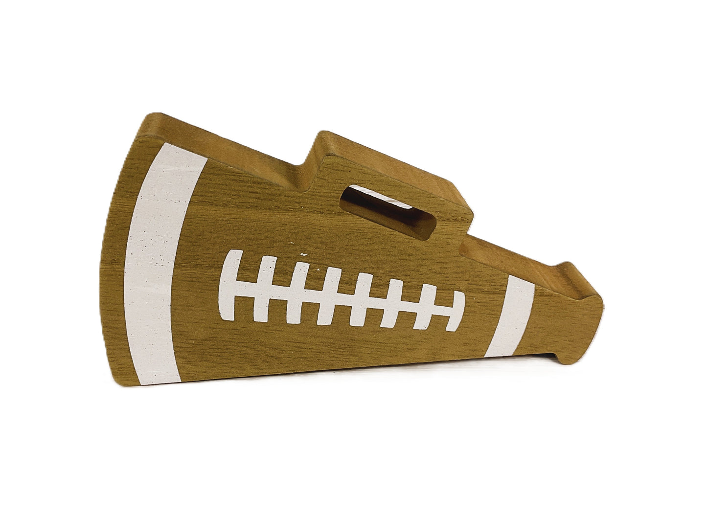 HL Fall Decor - Football Megaphone Cheer Cheerleader Chunky Wood Sitter