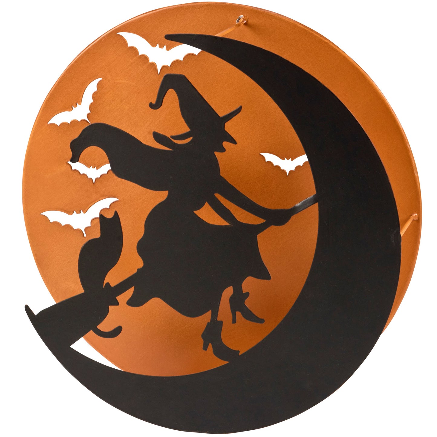 PBK Halloween Decor -  Flying Witch Candle Holder Wall Sign 12inch