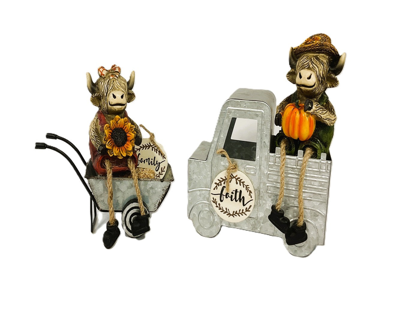 AGSD Fall Decor - Sunflower Harvest Highland Cows Truck Cart Set