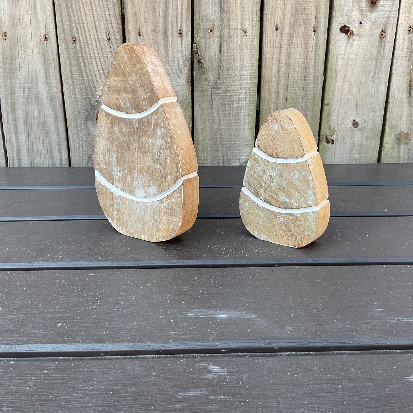 AGD Halloween Decor - Purple Pastel Chunky Wood Candy Corn Sitters 2pc Set